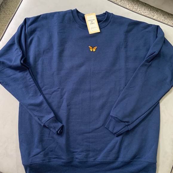 n e w | navy blue butterfly crewneck 🦋💙 - Picture 3 of 8